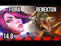 FIORA vs RENEKTON (TOP) | 7 solo kills, 500+ games, 11/3/4 | BR Grandmaster | 14.8