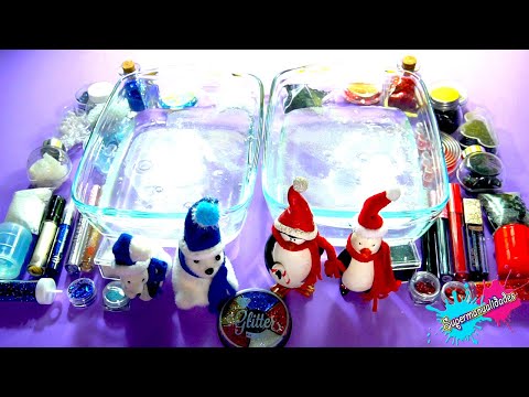 Mezclando Oso Polar VS Pingüino en Slime transparente - Supermanualidades