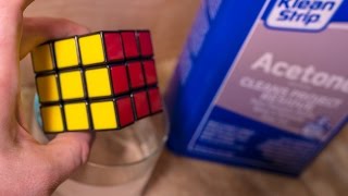 Putting a Rubik's Cube & Lego bricks in Acetone. What Happens?