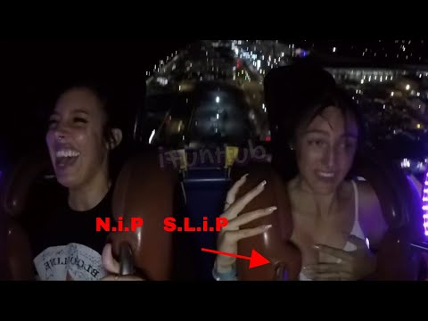 Thai Girl On Roller Coaster UNCENSORED NIP SLIP! 