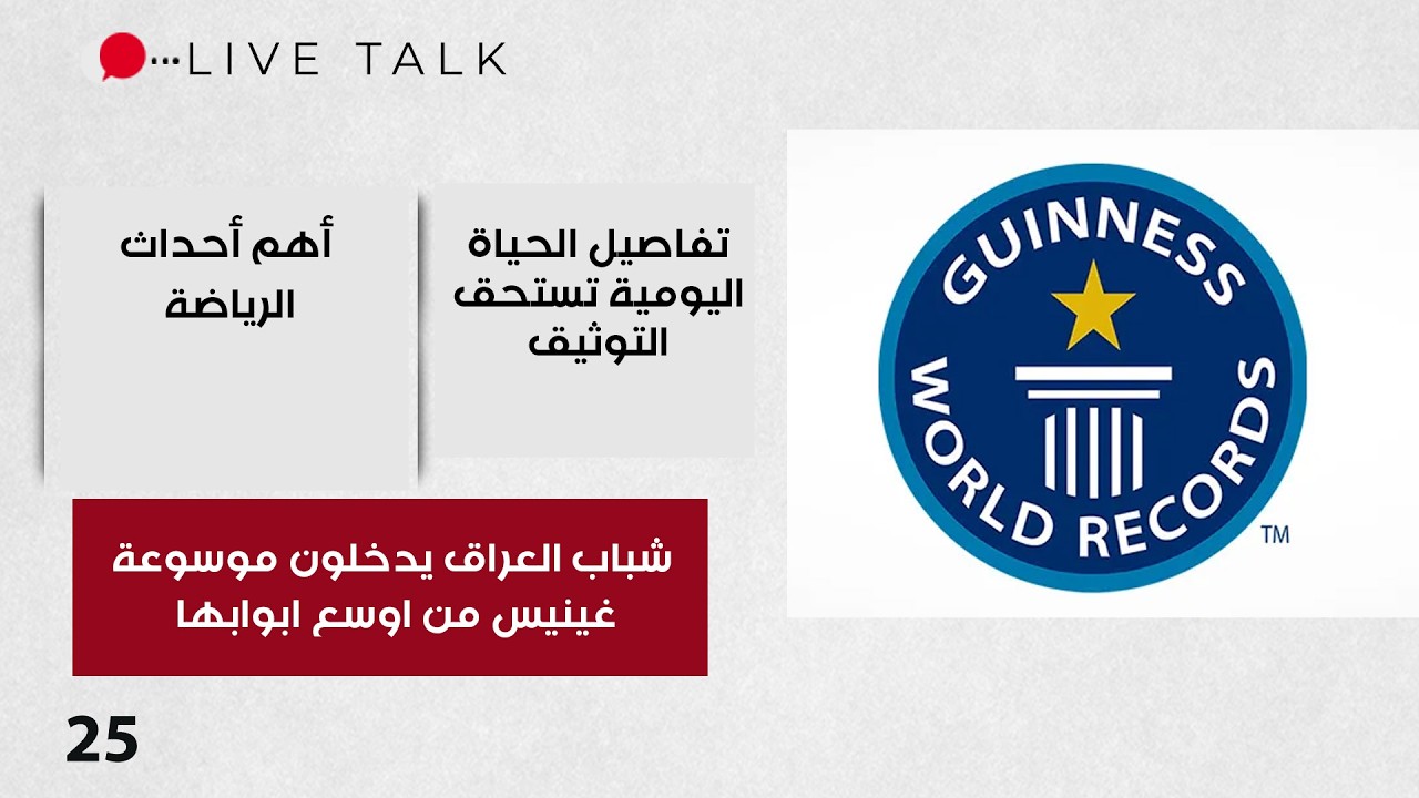 فيديو | شباب العراق يدخلون موسوعة غينيس من اوسع ابوابها -  Live Talk م٢ -  الحلقة ٢٥