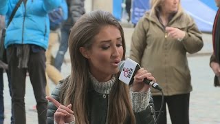 MTV's Ex On The Beach star Megan McKenna busks about ex boyfriends in Covent Garden
