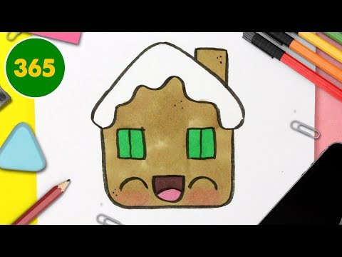 COMMENT DESSINER UNE MAISON DE PAIN D`ÉPICE DE NOËL ÉTAPE PAR ÉTAPE – Dessins kawaii facile