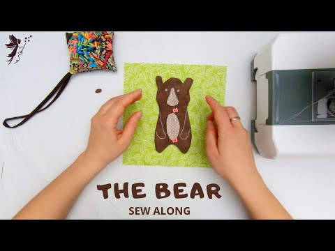 Sew Along: Bear Applique with turned edges. Learn fusible web and interfacing edge turning.