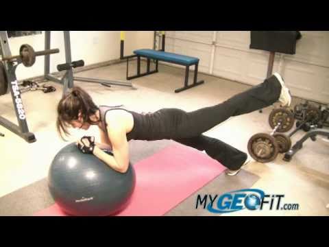 Stability ball plank with leg raise