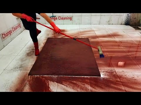 Sticky dry heavily rotten carpet cleaning satisfying ASMR