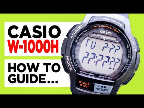 #CASIO W-1000H – EINSTELLEN von Uhrzeit, Datum, Alarm, Stoppuhr, Countdown und Dualzeit