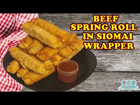 Beef Lumpiang Shanghai or Beef Spring Roll using Siomai wrapper