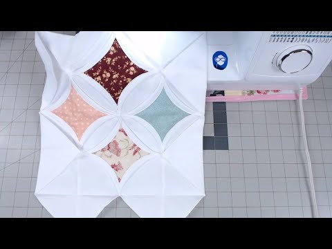 Working on my Cathedral Window Quilt Curtains