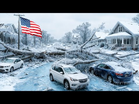 Chaos in USA !❄️ Mississippi & Tennessee Hit by Extreme Ice Storm, Freezing Roads and Toppling Trees