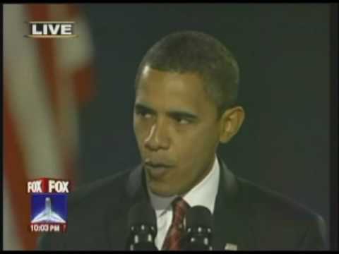 Barak Obama Victory Speach ( Yes We Can Speach ) Part 1 of 2