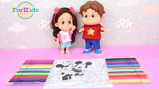 MARIA CLARA E JP COLORINDO O MICKEY E MINNIE MOUSE
