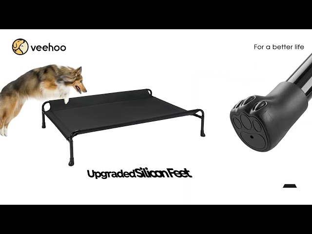 Veehoo Cooling Raised Dog Bed with Guardrail & Headrest