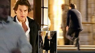 Tom Cruise spotted sprinting through the Natural History Museum in London as he films scenes