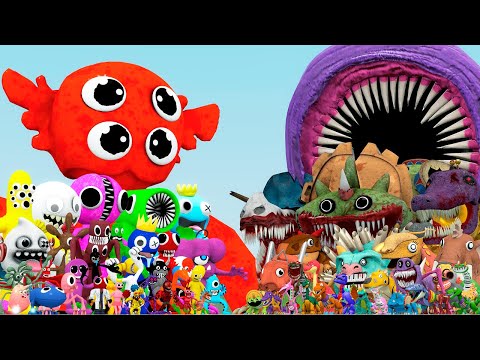 ALL 1-9 RAINBOW FRIENDS CHARACTERS VS DINOSAURS TOY POPPY PLAYTIME (Garry's Mod)