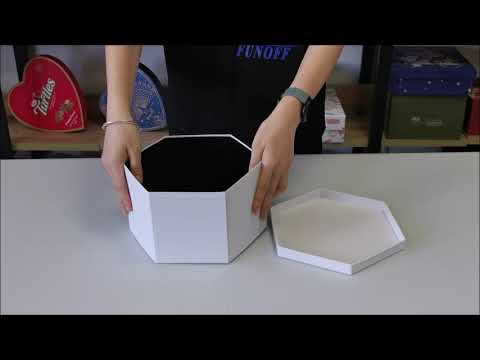 White hexagon foldable gift box