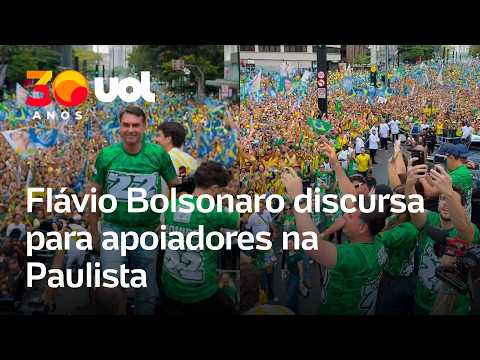 Flávio Bolsonaro na Paulista: candidato diz que vai ‘esfregar crimes de Lula’ em debate
