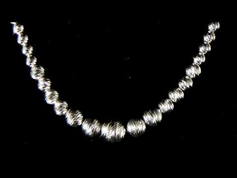 14k White Gold Diamond Cut Gold Bead Necklace