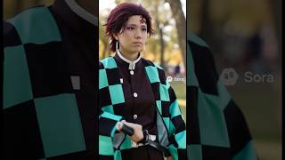鬼滅の刃 竈門炭治郎 胡蝶しのぶ 稽古 殺陣 AI コスプレ #ai #sora2 #anime #demonslayer #kimetsunoyaiba #cosplay #tanjiro