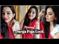 Durga Puja Look Saree Styling Full Makeup With Ponds BB Cream Hair Care KamaAyurvedaIN