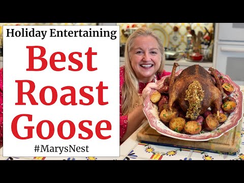 Easy Roast Goose Recipe with a Port Wine Cherry Sauce and Sage and Onion Stuffing