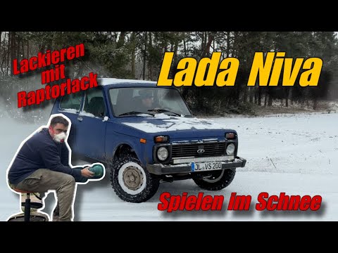 Painting a Lada Niva with Raptor paint!? We're drifting to the vehicle inspection!! || VOKE