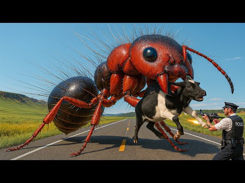 Heroic rescue team saves a lone calf from a terrifying attack by a swarm of giant ants🐜