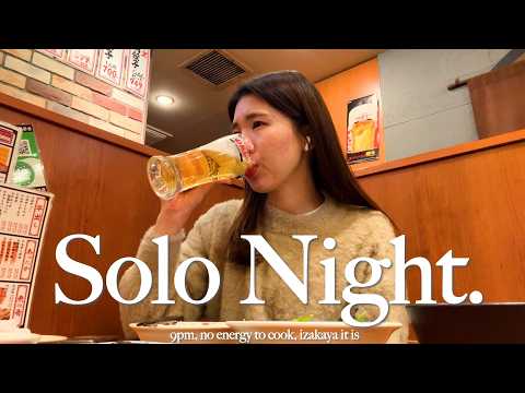 Solo Night in Tokyo | Alone After Work 9pm–1am 🍺 Cozy Izakaya, Convenience Store & Cats