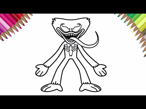 Huggy wuggy venom coloring  pages | monster venom coloring pages | colouring videos