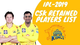 CSK RETAINED PLAYERS LIST| VIVO IPL 2019 PLAYER AUCTION|