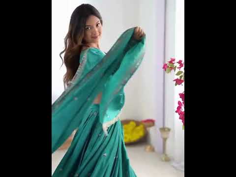 Sky Blue Elegant French Crepe Semi-Stitched Lehenga with Multi-Thread & Sequins Embroidery, Unstitched Choli, and Matching Embroidered Dupatta