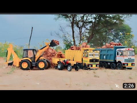 JCB 5cx fully loading muram in Tata truck 2518 | HMT 5911 tractor cartoon jcb|gadi #3