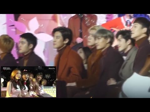 EXO reaction when RED VELVET appeared on screen @MMA 2016