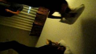 Annie and Erika Jumping on the bed