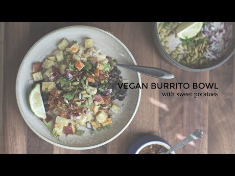 Vegan Black Bean Burrito Bowl with Roasted Sweet Potatoes | Naturally Ella