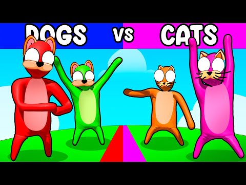 CATS vs DOGS in Gang Beasts With MY CRAZY FAN GIRLS...