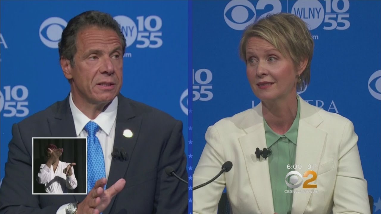 Cuomo And Nixon Have Heated Primary Debate - YouTube