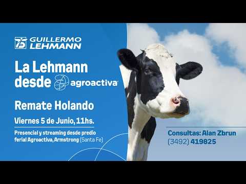 La Lehmann desde Agroactiva - Remate Holando: viernes 5/06, inicio 11 hs