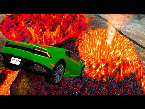 Cars Jumping into Volcano Crashes - BeamNG drive