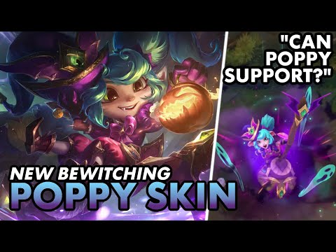 🎃🧹 NEW BEWITCHING POPPY SKIN IS SO CUTE! + Poppy Support talk | Luminum PBE Poppy Full Gameplay