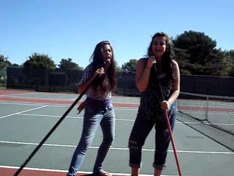 singing taylor swift in the tennis court with rosie.