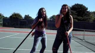 singing taylor swift in the tennis court with rosie.