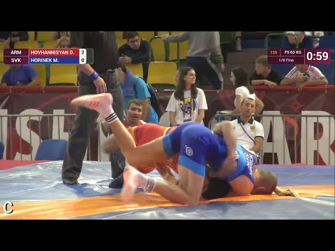 1/8 FS - 63 kg: D. HOVHANNISYAN (ARM) df. M. HORINEK (SVK) by VSU, 10-0