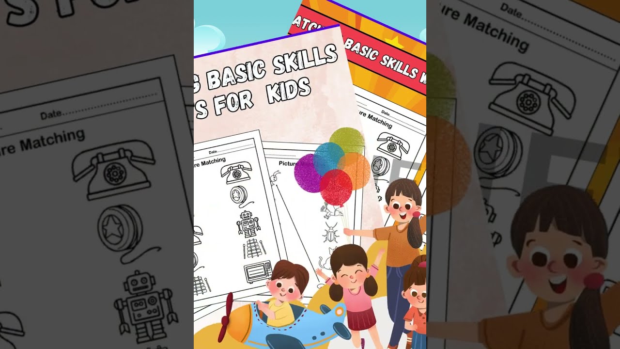 Easy Matching Basic Skills Worksheets for Kids Shapes, Pictures & Words Match