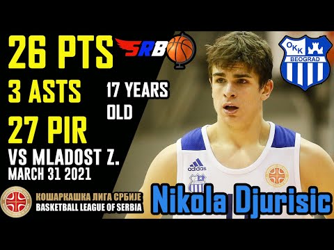 NIKOLA DJURISIC (2004) 26 poena/points | Mladost Zemun - OKK Beograd | Full Highlights | 31.03.2021