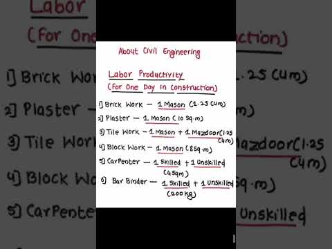"labour productivity for one day in construction #civilengineering #estimationandcosting