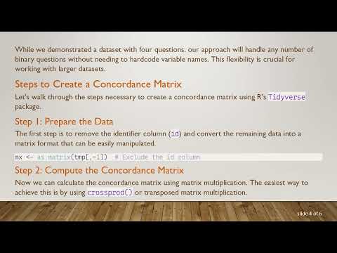 Creating a Concordance Matrix in R with Tidyverse