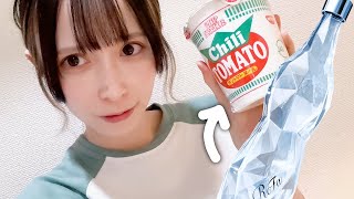 1本5000円の水でカップ麺作る女