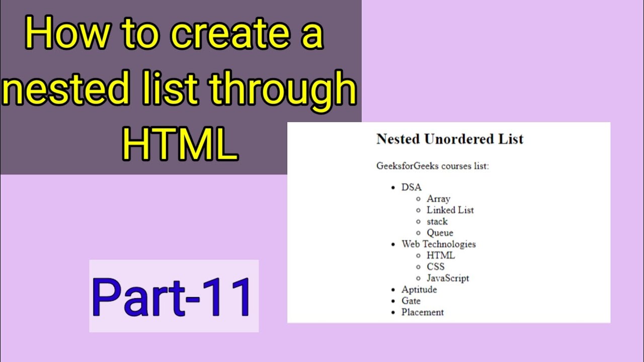 How to create nested list in HTML.