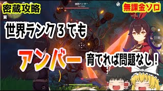 【原神】世界ランク3の密蔵(螭の話)も アンバー育てれば無課金ソロ攻略できたった【ゆっくり実況】